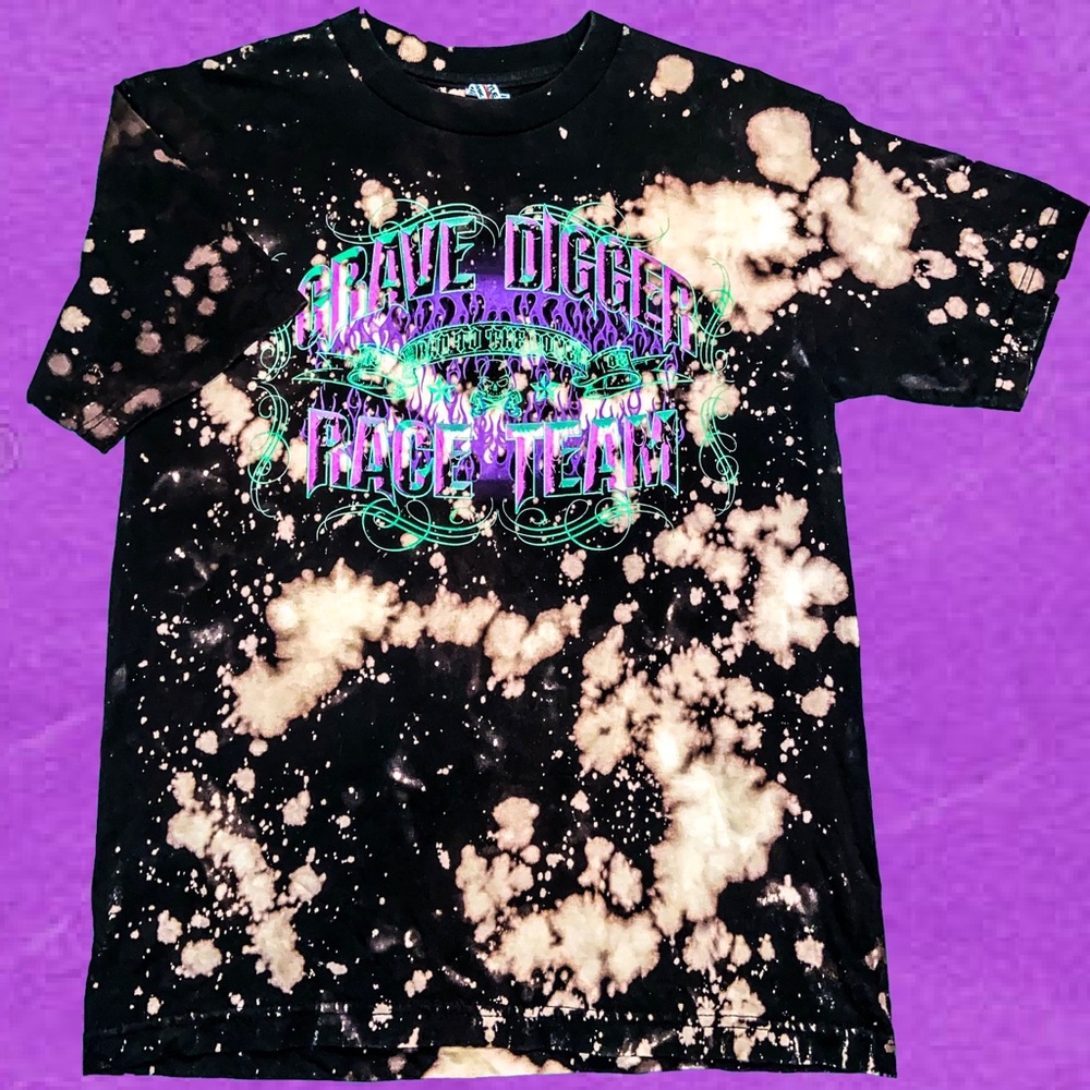 Grave digger acid wash tee